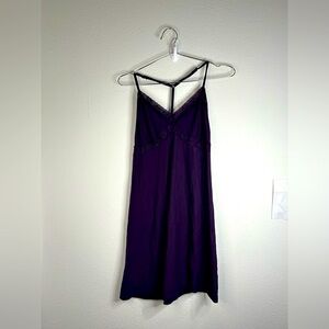 Kathryn Deep Purple Lace Trim Slip Dress - Size Medium